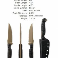 TOOR KNIVES Toor Limited Edition Krypteia Ebony Fixed Blade 4" CPM-S35VN (USA)