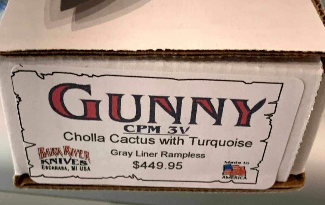 BARK RIVER KNIVES Bark River Gunny CPM 3V Knife Cholla Cactus W/ Turquoise - Gray Liners - Rampless #2