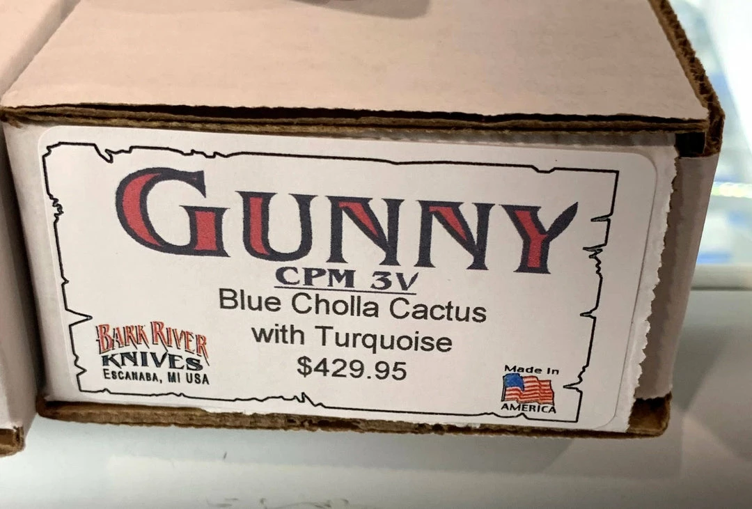 BARK RIVER KNIVES Bark River Gunny CPM 3V Knife W/ Blue Cholla Cactus - Turquoise