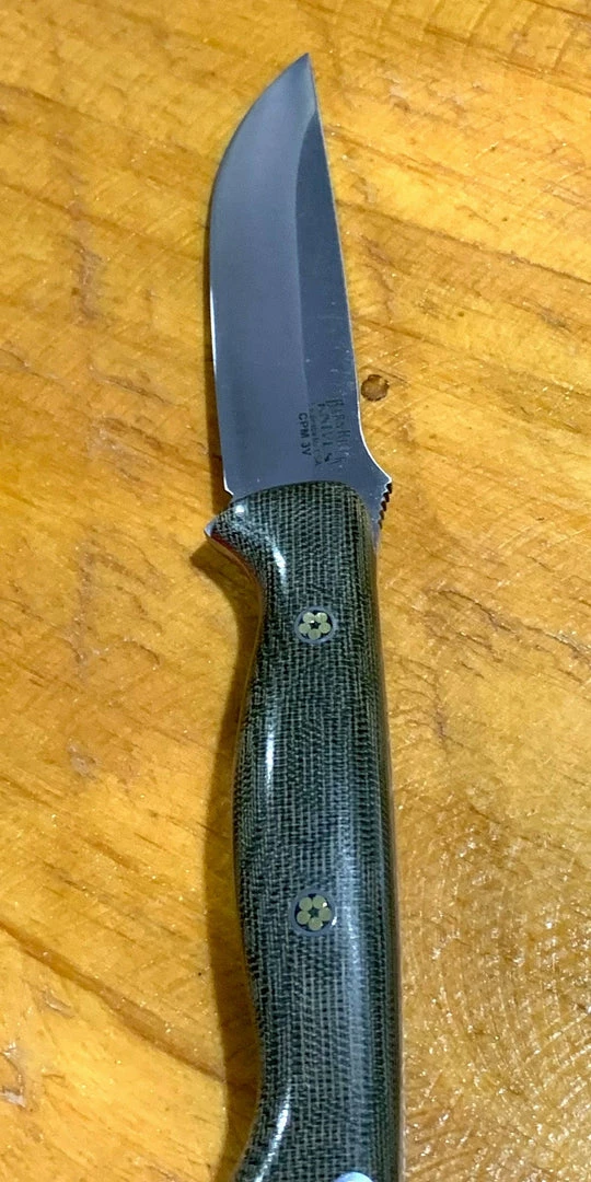 BARK RIVER KNIVES Bark River Gunny CPM 3V Knife W/ Green Canvas Micarta - Red Liners - Mosaic Pins