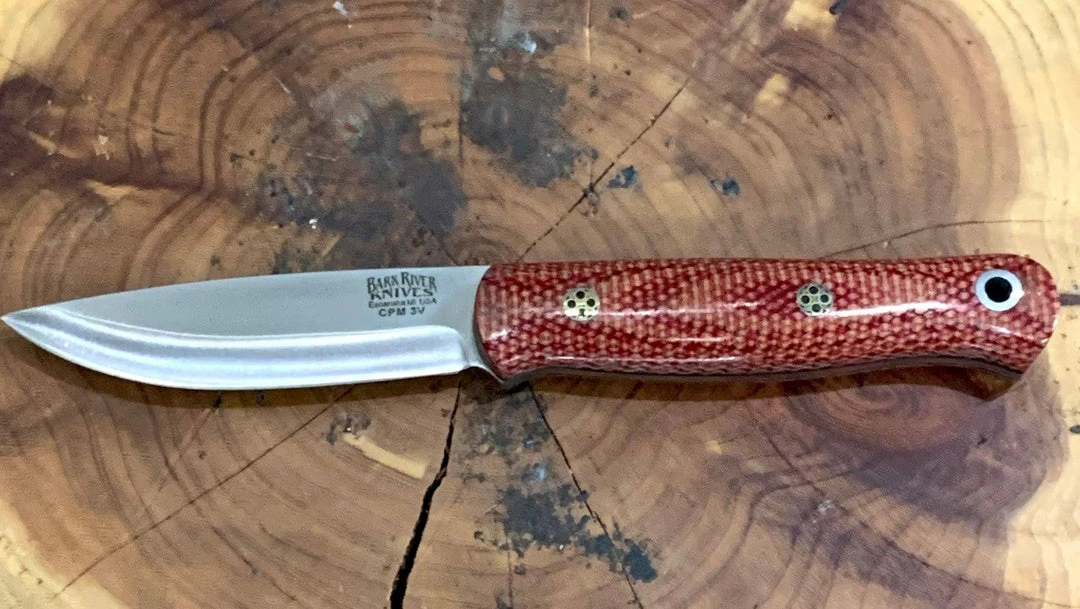 BARK RIVER KNIVES Bark River Ultralite Bushcrafter CPM 3V Firedog Micarta Black Liners Mosaic Pins