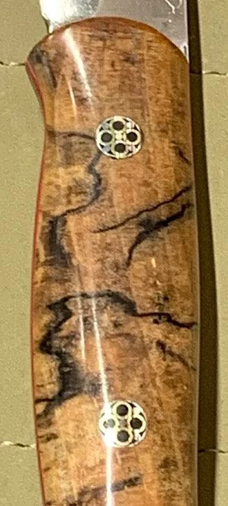 BARK RIVER KNIVES Bark River Ultralite Bushcrafter CPM 3V Spalted Maple Burl - Red Liners - Mosaic Pins