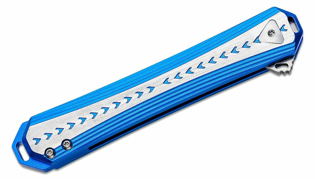 CRKT 6710 Stickler Assisted Flipper Knife 3.38" Sandvik 12C27, Blue & Silver