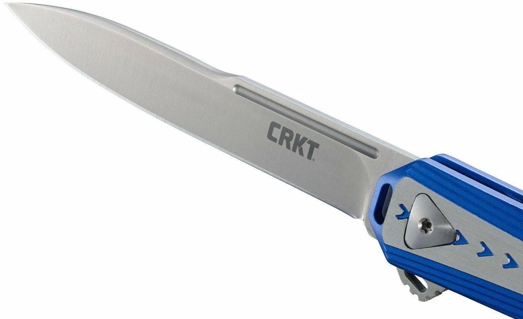CRKT 6710 Stickler Assisted Flipper Knife 3.38" Sandvik 12C27, Blue & Silver