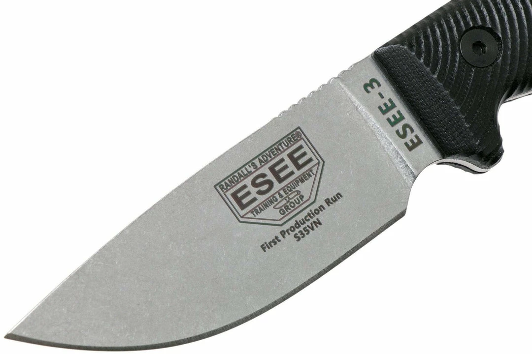 All Knife Brands ESEE 3 3PM35V-001 Stonewashed S35VN 3D Black G10 (USA)