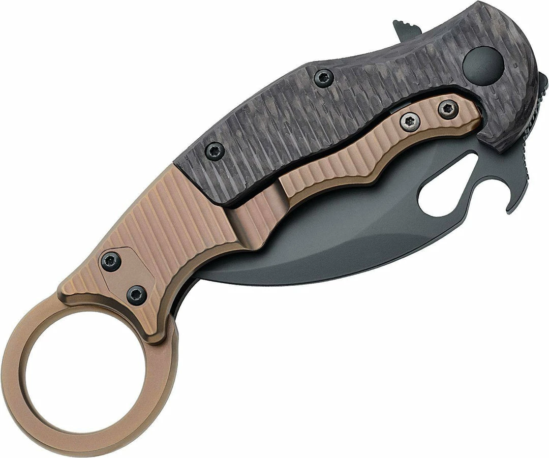 FOX KNIVES Fox FKMD FX-599TIC 01FX122 Folding Karambit 2.55" ELMAX Carbon Fiber/Titanium Handles