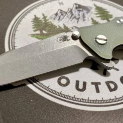 RICK HINDERER All Knife Brands Hinderer Eklipse Harpoon Spanto Knife Working Finish Blue/Translucent Green G10 3.5