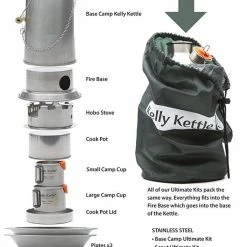 Kelly Kettle Scout Kit 41 Oz Stainless Camp Kettle W/ Stove For Fishing, Hunting, Hiking