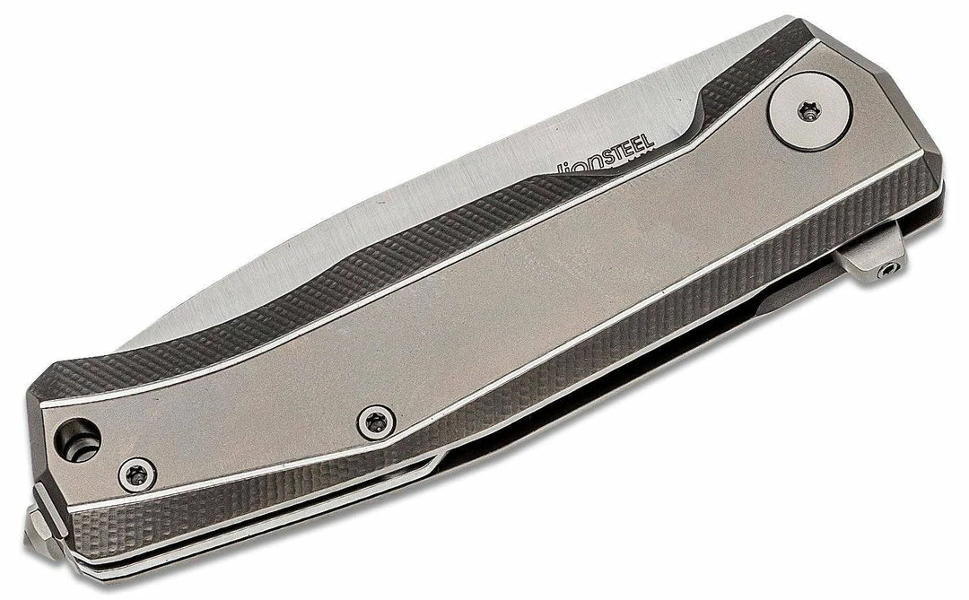 LionSteel Knives LionSteel Myto Knife 3.27" M390, Gray Titanium Handles