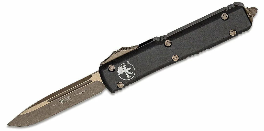 All Knife Brands Microtech 121-13AP Ultratech Auto OTF Knife 3.46" Bronze Apocalyptic, Black Handles