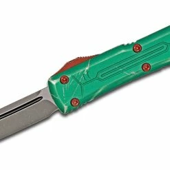 All Knife Brands Microtech 123-10BH Special Bounty Hunter Ultratech Auto OTF Knife 3.46" Tanto, Green Apocalyptic Aluminum Handle