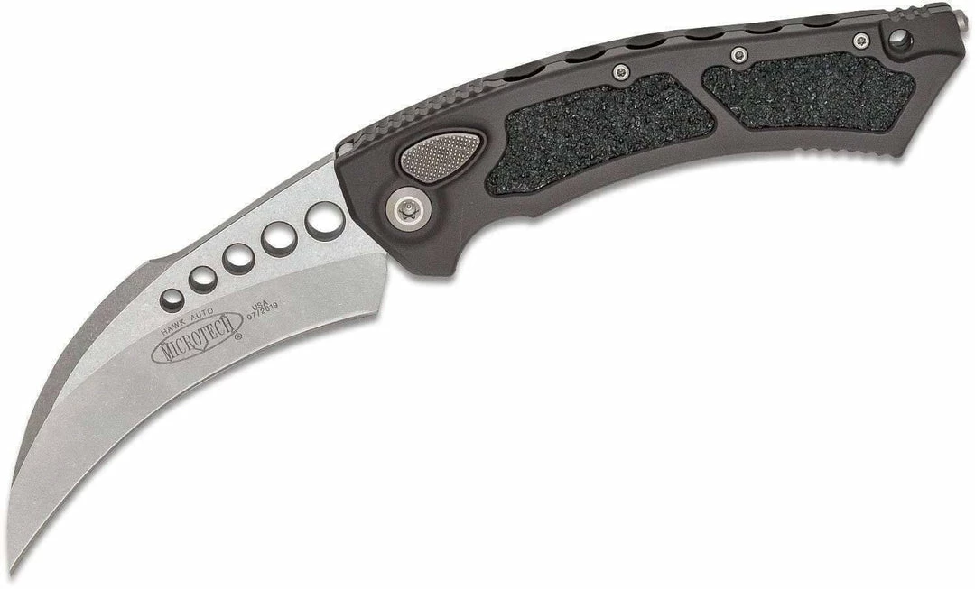 Microtech 166-10 Hawk Auto Folding Knife 3.95" Stonewashed