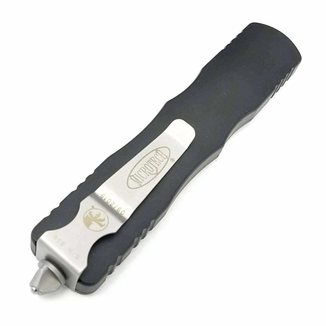 All Knife Brands Microtech 227-12 Dirac Delta D/E - Black Handle - Stonewashed Full Serration