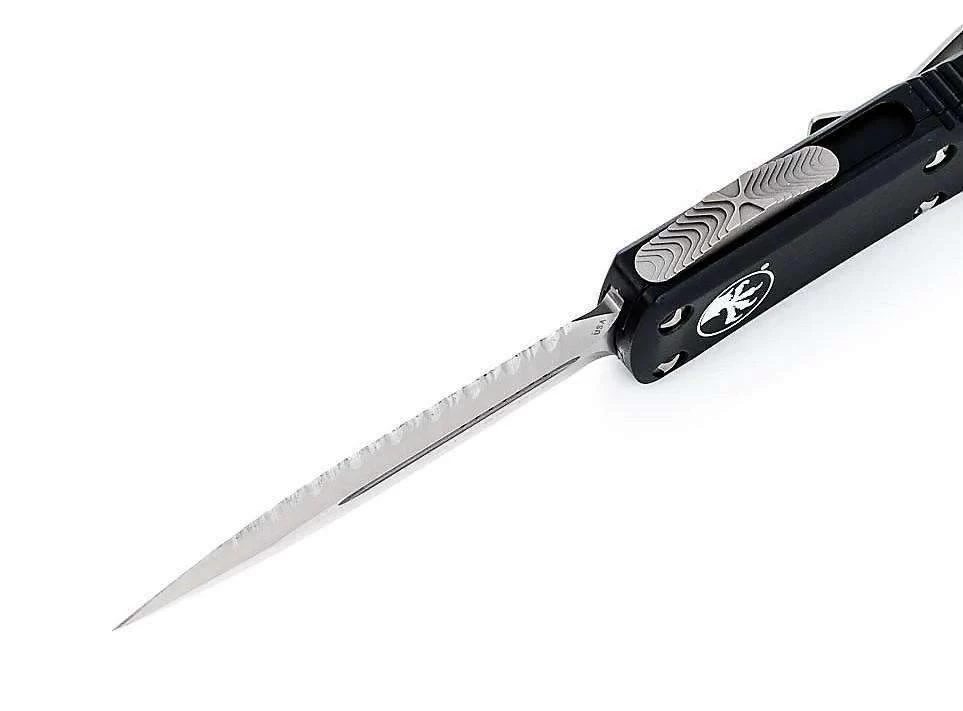 Microtech 232-6 UTX-85 D/E Black Handle Serration Satin Blade
