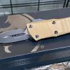 All Knife Brands Microtech 238-1GTTAS Troodon Mini 1.99" D/E SS Tan G10 OTF Auto Knife