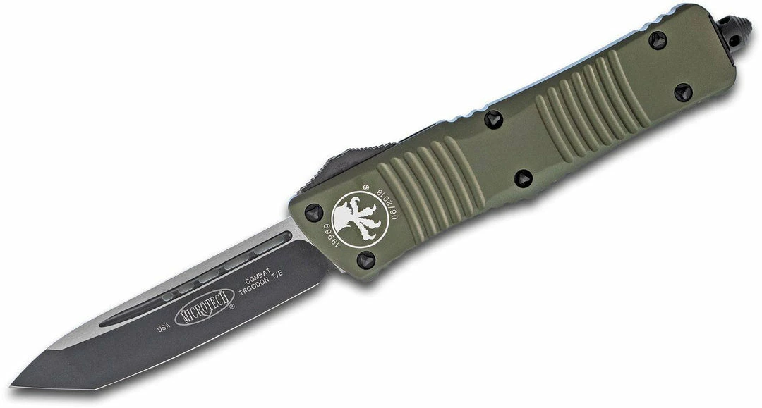 Microtech Combat Troodon Tanto OTF Auto Knife Green (3.8" Black) 144-1 OD All Knife Brands