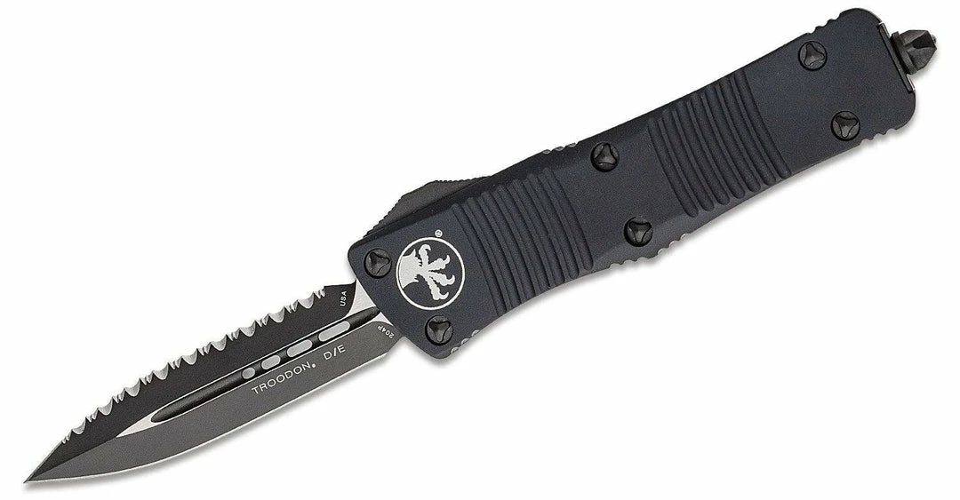 Microtech Troodon Tactical Auto OTF Knife Black Plain/Serrated D/E Blade All Knife Brands
