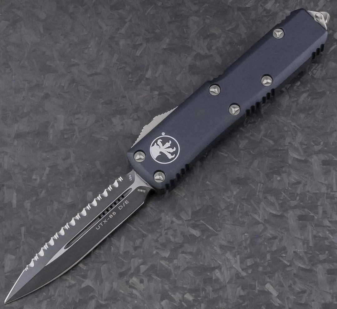 Microtech UTX-85 D/E Black Fully Serrated Blade 232-3 All Knife Brands