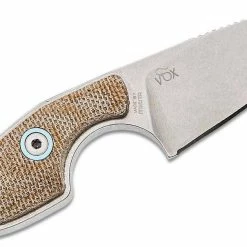 MANIAGO KNIFE MAKERS MKM Mikro 2 Fixed Blade 1.97" M390 Stonewashed Sheepsfoot Blade, Natural Micarta Handles