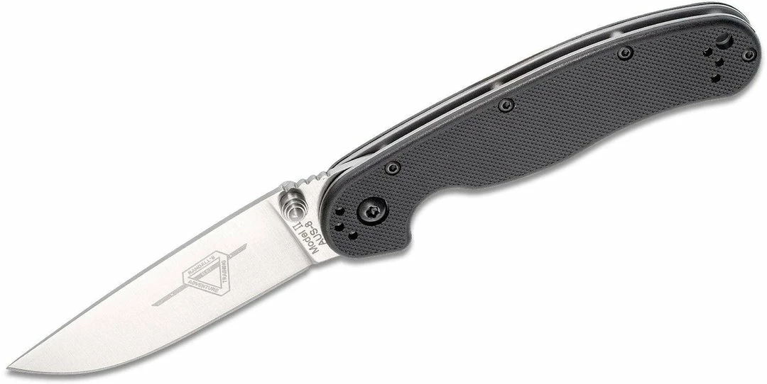 Ontario RAT 2 Folding Knife 3.0" Satin Plain Blade, Black Nylon Handles - 8860