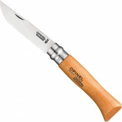 Opinel No.8 Carbon Knife With Sheath, Wooden Slide Gift Box (France)