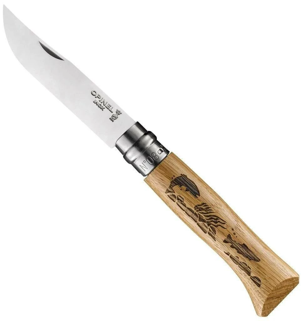 Opinel No.8 Engraved Handle Knife (France)