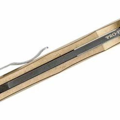 PROTECH KNIVES All Knife Brands Pro-Tech Limited Edition Malibu Flipper Damascus Reverse Tanto Blade, Bronze Handles