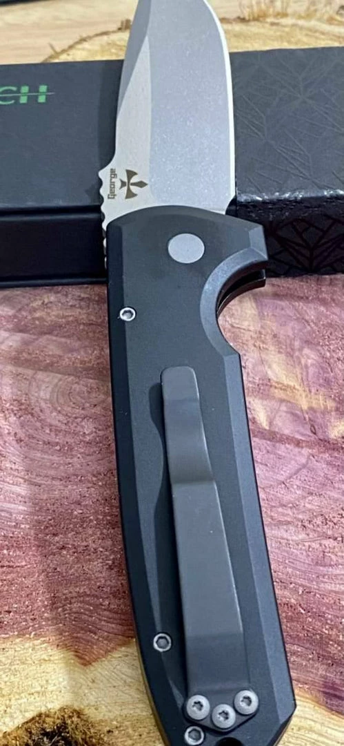 PROTECH KNIVES Pro-Tech Rockeye Auto Black Handle, Stonewash S35VN Blade LG301