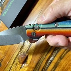 PROTECH KNIVES Protech Strider Custom SnG Auto Micarta Handle (Rare)