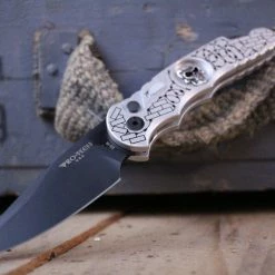 PROTECH KNIVES All Knife Brands ProTech TR-5.62 Shaw Skull & Barbed Wire DLC (USA)