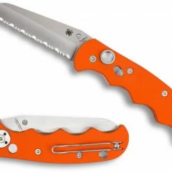 Spyderco Autonomy C165GSOR Auto Folding Knife 3.65" H-1 Satin Serrated Blade, Orange