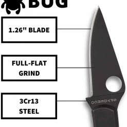 Spyderco Bug Non-Locking Knife Black Steel Blade C133BKP Spyderco Knives