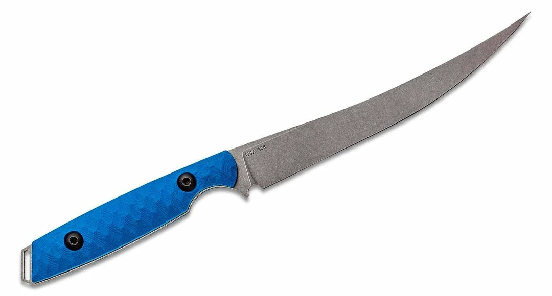 TOOR KNIVES Toor Avalon Fillet Knife 6" CPM-154 Stonewashed Fillet, Leviathan Blue G10 Handles