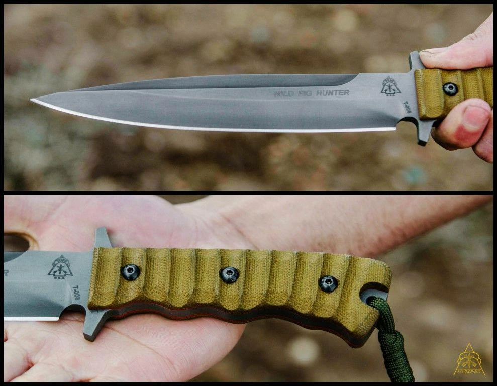 TOPS KNIVES All Knife Brands TOPS Wild Pig Hunter Fixed 7-9/16" Plain Blade, Micarta WPH-07 (USA)